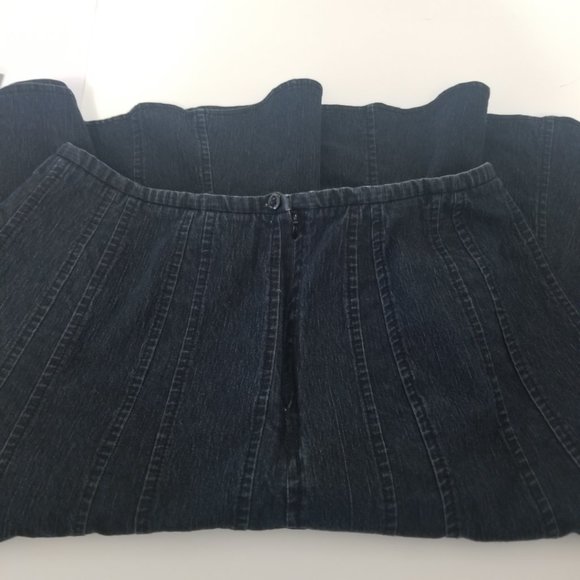 Larry Levine Black Stretch Flared Denim Skirt 10 - Picture 6 of 12